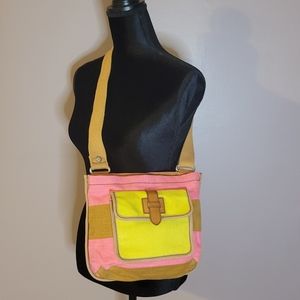 Fossil Pink Brown and Green Crossbody